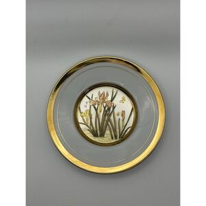 Westland Art of Chokin Iris Butterfly 24K Gold Trim‎ Decorative Plate Japan 6in